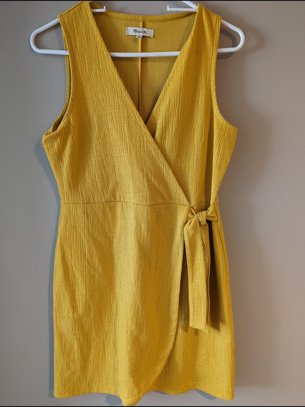 NWOT- Madewell Yellow Sleeveless Wrap Dress